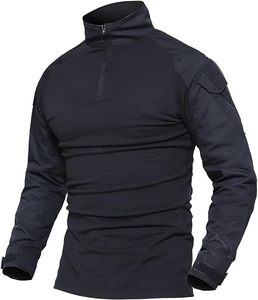 1/4 chemises zippées chemise <span class=keywords><strong>de</strong></span> Combat à manches longues hommes randonnée pull sécurité devoir officier travail travail tactique chemises avec poches - Product Image 3