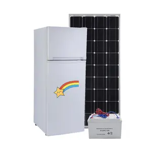 DC 12 Voltage solar energy top freezer small size 142 Liters refrigerator food fridge