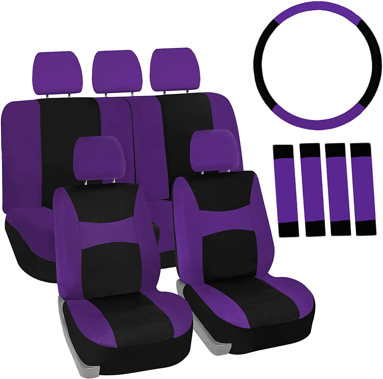 purple Car Seat Covers Auto Interior Accessories with Water Proof Nappa Leather for Cars SUV Pick-up Truck Universal Comfortable