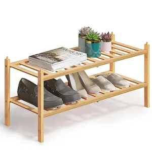 Wholesale Shoe Shelf Custom Modern Stackable Living Room Storage Organizer Eco-friendly Bamboo Shoe Rack