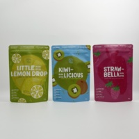 Sachets de fruits lyophilisés imprimés sur mesure, saveurs variées, impression numérique, refermables, réutilisables, avec fermeture éclair, faible coût