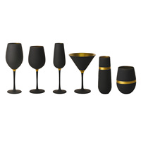 Lot de verres à pied haut classiques noirs mats sablés pour fabricants, verres à cocktail créatifs noirs champagne pour fêtes