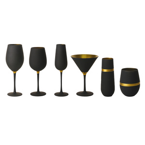 Ensemble de tasses à pied haut sablé tableau noir mat classique créatif verre à Cocktail <span class=keywords><strong>Champagne</strong></span> noir et conception de tasse à lait - Product Image 6