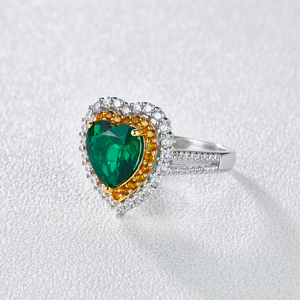 Bán buôn thời trang Đồ trang sức mỹ Nhẫn nhà máy thiết kế mới 925 sterling Silver Lab Grown Emerald + 5A Trắng Zirconium Nhẫn - Product Image 4