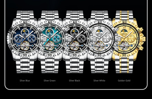 Montre mécanique pour homme For 1423 Luxury Charm Hollow Tourbillon automatique, bracelet en acier inoxydable de 20 mm, cadran à aiguilles, étanche - Product Image 3
