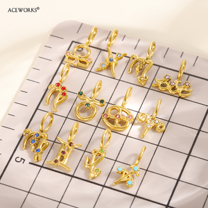 Ciondolo con Pietra Zodiacale |   Ciondolo in Acciaio Inossidabile Placcato Oro 18K PVD con Zirconi, Segno Zodiacale Astrologico per Creazione di Gioielli - Product Image 4