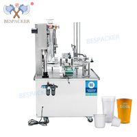 Máquina automática de sellado de llenado de café líquido con taza de leche de agua de tipo rotativo Bespacker con función de codificación