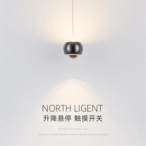 Modern Minimalist Round <b>Touch</b>-Sensitive Pendant <b>Light</b> Trendy Popular Bedroom <b>Bedside</b> Lamp with Height-Adjustable Feature - Product Image 3