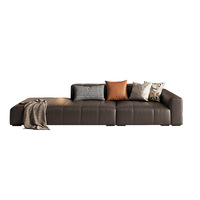 Italienisches Modernes Minimalistisches Echtleder-Sofa Klaviertasten-Design Vollnarbiges Rindsleder Gerades Ecksofa Wohnzimmermöbel