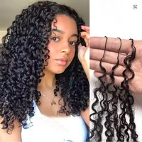 Extensions de cheveux humains bouclés au crochet, pré-bouclées, style Pixie, avec nœuds miracle et effet plumeux