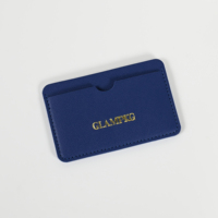 Porte-cartes en cuir PU gris personnalisé avec logo, vente en gros d'usine Glampkg, porte-cartes d'identité en cuir PU personnalisé avec logo