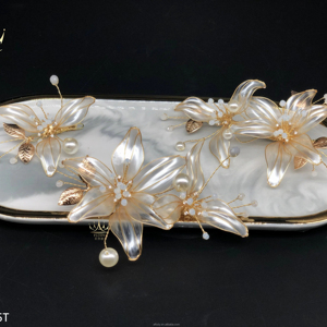 AP-2675T AFLODY Hot Sale Factory Wholesale Custom Faux Pearl Florals Ivory <strong>Wedding</strong> <strong>Apparel</strong> Luxury Gold Bridal Hair <strong>Accessories</strong> - Product Image 1