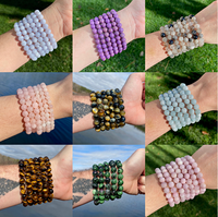 Bracelet en perles de pierre naturelle authentique de 6 mm 8 mm, qualité AAA, extensible, réglable, pierre précieuse porte-bonheur pour femmes et hommes