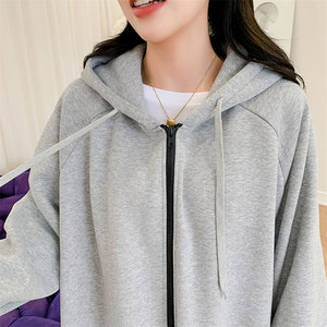 2023 inverno semplice <span class=keywords><strong>donna</strong></span> <span class=keywords><strong>donna</strong></span> aperta felpe <span class=keywords><strong>abito</strong></span> lungo con cerniera con cappuccio oversize stampa laterale spessa abiti con cappuccio - Product Image 5