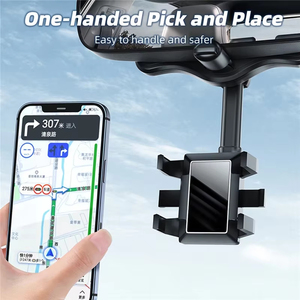 Adjustable <b>Car</b> Rearview Mirror Phone Holder 360° Retractable Cell Phone Holder <b>Clip</b> Phone GPS Support Mobile Phone Mount Stand - Product Image 5
