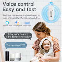 Sensor Kelembaban Suhu WiFi Sensor kehidupan cerdas dalam ruangan Sensor higrometer termostat bekerja dengan Alexa Google