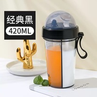 Bouteille d'eau en plastique écologique de 420-600 ml avec poignée et paille séparée pour enfants et adultes, idéale pour la gym, le fitness et les sports.