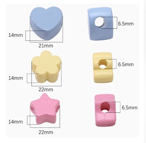 Cuentas sueltas acrílicas esmaltadas de 6.5mm con agujero grande, en forma de corazón, estrella y flor, para material de fabricación de joyas, llaveros y dijes de bolsos DIY - Product Image 3