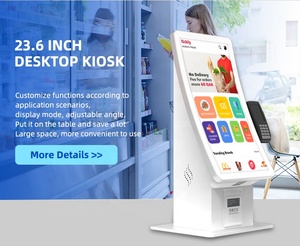 Factory Wholesale <b>Wifi</b> Networking R1500 Curved Screen 23.6'' Kiosk Touch Screen Face Camera Pos Holder in Bank - Product Image 4