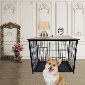 <span class=keywords><strong>Vintage</strong></span> Houten Hondenhok Kennel Binnenshuis Met Plastic Dienblad Dierenhuizen Meubels Hondenkooi Krat - Product Image 6