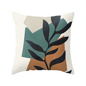 Minimalist Plant Pattern Square <b>Throw</b> Pillow Embroidery Bohemian Style Cotton Removable & Washable Decorative Cushion Cover - Product Image 1