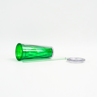 Gobelet à boisson portable en plastique AS transparent à double paroi de 20 oz, personnalisé avec impression de logo sur mesure du fabricant, avec paille et couvercle