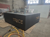 Table de foyer extérieur personnalisée en acier au carbone avec télécommande, système de chauffage, réservoir de propane dissimulé