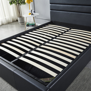 <span class=keywords><strong>Letto</strong></span> Contemporaneo in Pelle Nera con Contenitore Idraulico, <span class=keywords><strong>Letto</strong></span> Moderno con <span class=keywords><strong>Testiera</strong></span> Imbottita a Strati - Product Image 6