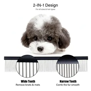 Professional Stainless Steel Teeth Aluminum Handle Pet Hair Grooming Dog And Cat Comb
