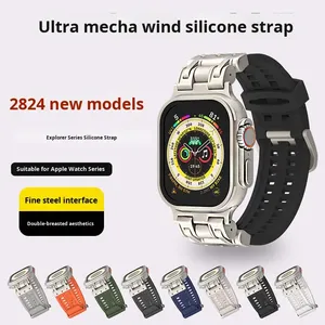 Nouveau bracelet de montre en silicone étanche au design innovant pour Apple Watch Ultra 2 49mm, Series 10 11 46mm, bracelet de montre en silicone Mecha Charm - Product Image 5