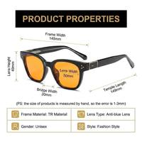 Gafas Sunray OEM personalizadas con montura cuadrada completa de TR90, bisagras metálicas doradas y patillas de malla, con protección de pantalla y bloqueo de luz azul.