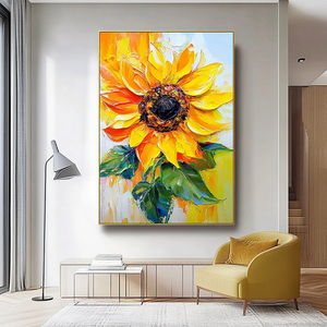Tranh nghệ thuật hiện đại 100% thủ công, họa tiết 3D, tranh hoa hướng dương trên vải <span class=keywords><strong>canvas</strong></span>, sơn <span class=keywords><strong>acrylic</strong></span>, tranh treo tường thân thiện với môi trường - Product Image 2