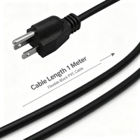 Cable de Alimentación Estándar Americano NEMA 5-15P con Enchufe de Curva Derecha, Aislamiento de PVC y Conductor de Cobre Certificado