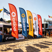 Drapeau de plage imperméable à l'eau et au vent, impression de logo personnalisé, événement commercial en plein air, bannières promotionnelles rétractables, drapeaux volants en forme de plume
