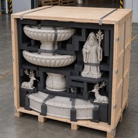 Fontaine d'eau royale en marbre blanc sculptée à la main avec cerf couché pour la décoration artistique de villas de luxe