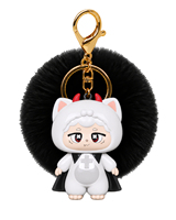 Porte-clés pompon 3D doux et moelleux en forme de vache et de chat, lot de 6 pièces, avec présentoirs offerts, accessoires pour sacs à main, usine de Dongguan