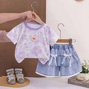 Conjunto de Ropa de Verano 2026 para Niñas, Estampado Floral <span class=keywords><strong>y</strong></span> de Corazones, Manga Corta, <span class=keywords><strong>Dos</strong></span> Piezas, Estilo Casual - Product Image 4