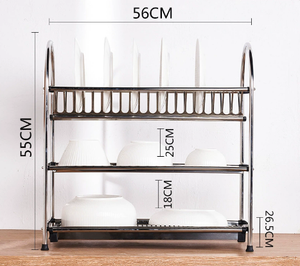 Cao Cấp Thép Không Gỉ Món Ăn Giá <span class=keywords><strong>2</strong></span> Tầng 3 Tầng Món Ăn Bát Khô Giá Món Ăn Lưu Trữ Đứng Giá Với Khay Cho Nhà Bếp Truy Cập - Product Image 6