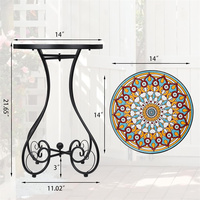 Table d'appoint extérieure moderne pliable en fer et mosaïque pour jardin, balcon, terrasse
