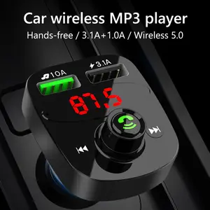 3.1A çift USB araba şarjı Handsfree araç kiti Mp3 çalar araba FM verici kablosuz FM modülatör verici