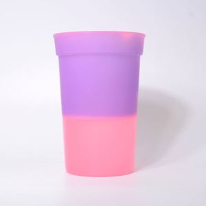 Custom 16Oz Fluted Plastic Stadium <b>Cups</b> With <b>Lid</b> Color Changing for Camping Personalized Outdoor Recreation - Product Image 2