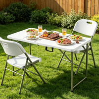 Table pliante rectangulaire moderne en plastique HDPE légère et imperméable pour usage hôtelier, vente en gros