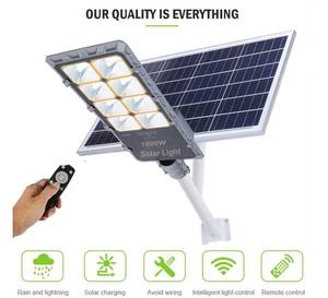 Lampadaire Solaire LED Extérieur à Haute Luminosité, Design Moderne, Étanche IP65, en Aluminium, Longue Autonomie de <span class=keywords><strong>Batterie</strong></span>, 500W 1000W, Personnalisable - Product Image 1