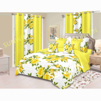 Lots de Draps de Lit en Gros en Microfibre Imprimés 8 Pièces avec Rideaux, Nouveaux Motifs Parures de Lit