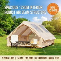 Tente gonflable géante de 12 m² pour 8 à 10 personnes, camping familial, imperméable, en Oxford 420D, avec double porte et vue