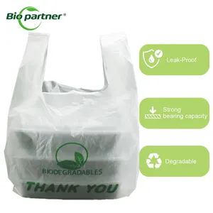 Customized Size T-shirt Grocery Biodegradable Shopping Bags Cornstarch T-shirt Bag Thank You Plastic Gusset Bag