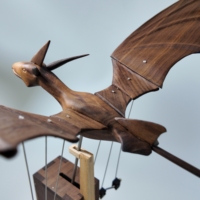 Sculpture cinétique automatique en noyer noir artisanale JHISEN, rechargeable, cadeau pour les amateurs de dragons