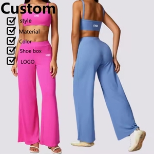 Pantalones informales de talla grande para mujer, cintura elástica, cinturón de algodón y lino de Color sólido, pantalones de pierna ancha, pantalones sueltos - Product Image 1