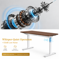 Bureau assis-debout en bois massif de qualité commerciale - Table réglable à moteur unique ultra-silencieuse pour espaces de travail professionnels
