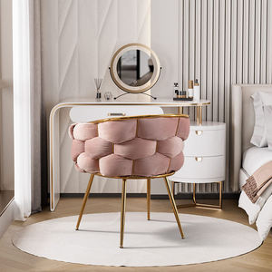 Sedie da Pranzo Moderne di Lusso con Lavorazione Trapuntata, Divano in Velluto Rosa con Gambe Dorate per Soggiorno e Cucina in Stile Rustico - Product Image 5